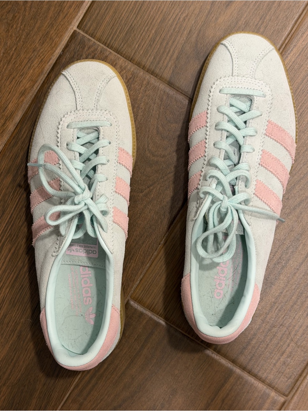 adidas Women's Suede Sneakers in Mint and Pink